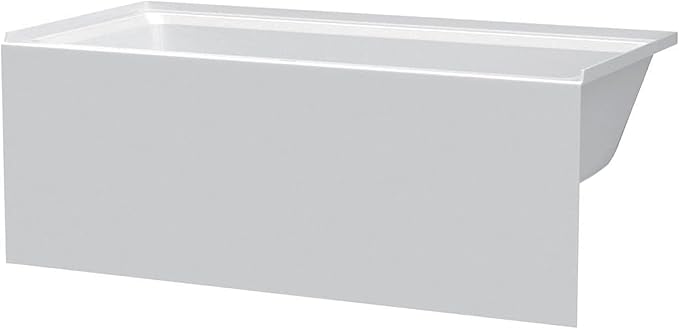 Fine Fixtures Acrylic, Fiberglass Alcove Soaking Bathtub with Integral Apron Front - Drain Included (60" x 36", Right Hand, White)