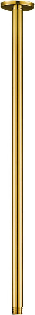 OFFO Shower Arm with Flange, Bright Gold 24 in Ceiling Mount Replacement Rain Shower Head Straight Arm Ceiling-Mounted For Fixed Shower Head & High Pressure Rain
