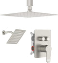 Shower Faucet Set Brushed Nickel Shower System, STARBATH 10" Ceiling Mount Rain Showerhead and 6" Wall Mounted Rainfall Shower for Couples, On Off Button Valve Dual Head Shower Systems Complete