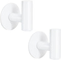 Vuzvuv Adhesive Hooks White SUS304 Stainless Steel - Self Adhesive Heavy Duty Waterproof Wall Hooks for Towel, Coat, Robe in Bathrooms Kitchen Hotel (2-Pack)