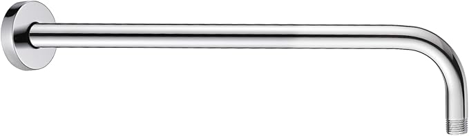 BRIGHT SHOWERS 16-Inch Shower Head Extension Arm with Flange, L Shaped Shower Extender, Extra-Long Stainless Steel Shower Pipe, Chrome