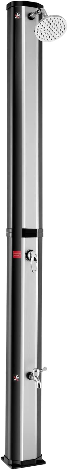 Giantex 7.2 FT 10 Gallon 2-Section Solar-Heated Outdoor Shower, Pool Shower W/Free-Rotating Shower Head, Foot Tap Spigot, Faucet, Temperature and Pressure Adjustment for Backyard, Garden, Beach Spa