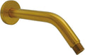 Aquaiaw Shower Arm and O-Ring Flange, 6 inch, Solid Brass, Brushed Gold, Round, Both Soldered 1/2 NPT Tapered Threads, Wall Mount Shower Arm Extension with Escutcheon, for Rain Shower Head Max. 10"