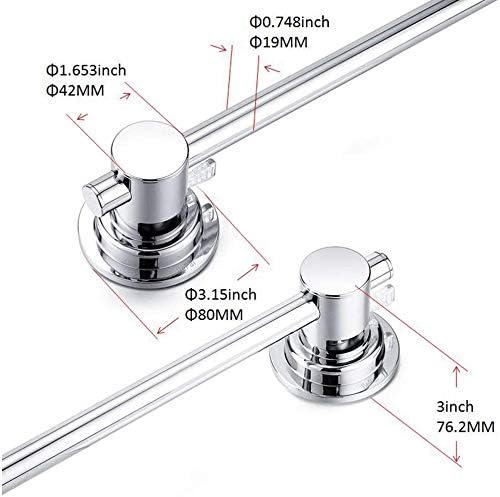 JiePai Extendable 17-28 inch Suction Cup Towel Bar,Bath Shower Towel Holder Shower Door Adhesive Towel Bar Suction Towel Rack (Suction Cup, Chrome)