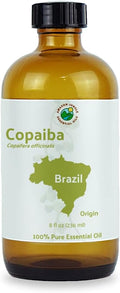 Copaiba Essential Oil - Direct from Amazon Jungle Essential Oils Brazil - Steam Distilled - Aceite de Copaiba for Aromatherapy, Massage, Diffuser, DIY Candle and Soap Making - 8oz
