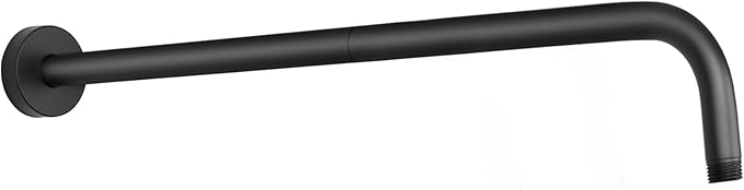 HarJue Shower Arm with Flange and Teflon Tape, Wall Mounted Shower Pipe 304 Stainless Steel Extension Arm for Fixed Shower Head & Handheld (24 Inch, Matte Black)
