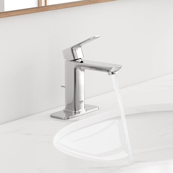 Grohe 1018990000 Cubeo Single Hole Single Handle S-Size Bathroom Faucet, Less Drain, 1.2 GPM, Starlight Chrome