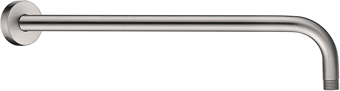 BRIGHT SHOWERS 16-Inch Shower Head Extension Arm with Flange, L Shaped Shower Extender, Extra-Long Stainless Steel Shower Pipe, Brushed Nickel