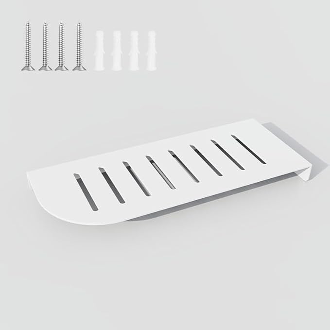 Shower Caddy Hanging, Corner Shelf Bathroom Shelves, Shower Shelf for Tiled Wall, Matte Floating Shelves for Wall, Storage Rack Stainless Steel White 12x5 inch(30x12cm)