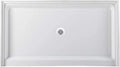 Westbrass SP6036WP-50 60" x 36" 3-Wall Shower Pan with Plastic Center Drain and 4-1/4" Cross Grid Brass Drain Cover, Powder Coat White