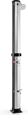 Giantex 7.2 FT 10 Gallon 2-Section Solar-Heated Outdoor Shower, Pool Shower W/Free-Rotating Shower Head, Foot Tap Spigot, Faucet, Temperature and Pressure Adjustment for Backyard, Garden, Beach Spa