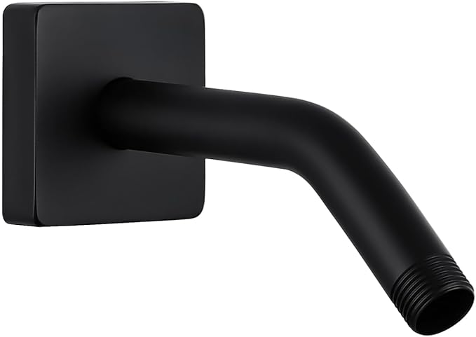 G-Promise All Metal 6-Inch Shower Arm with Flange, Wall-Mounted Stainless Steel Shower Pipe Replacement for Fixed and Handheld Shower Heads, Matte Black