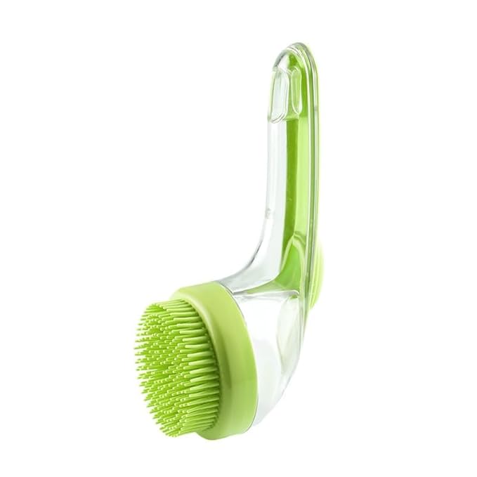 Pet Bath Brush with Silicone Bristles – Grooming Massage Tool with Liquid Dispenser for Wet & Dry Use – Deep Cleaning Portable Brush for Dogs and Cats (Green)