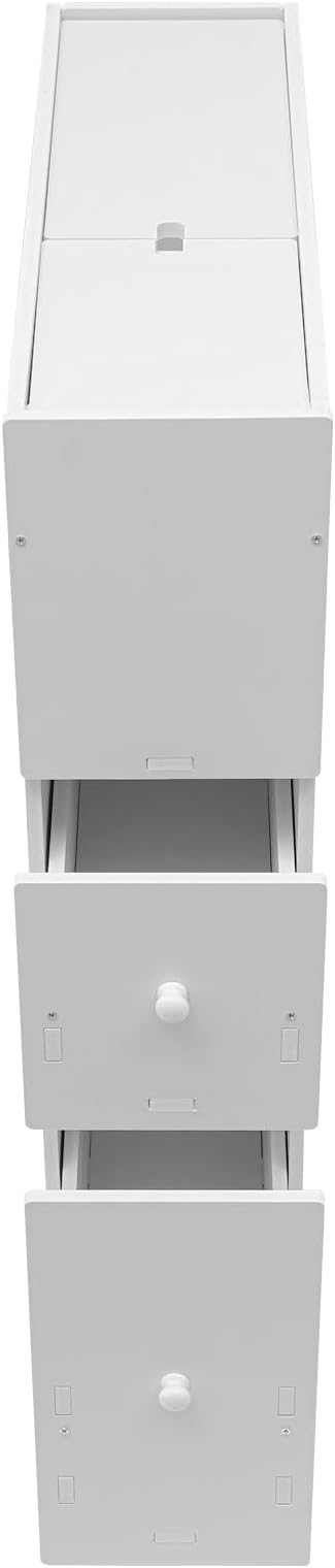 Slim Bathroom Storage Cabinet 4 Layers White Toilet Paper Storage with 4 Wheels Small Narrow Bathroom Storage Cabinet for Storing Tissues, Shampoos, Creams