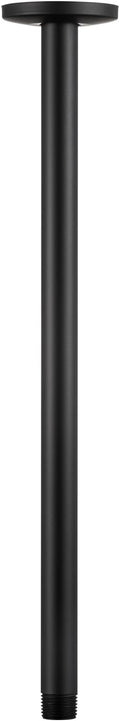 OFFO Shower Arm with Flange, 16 in Ceiling Mount Replacement Rain Shower Head Straight Arm Ceiling-Mounted For Fixed Shower Head & High Pressure Rain, Matte Black