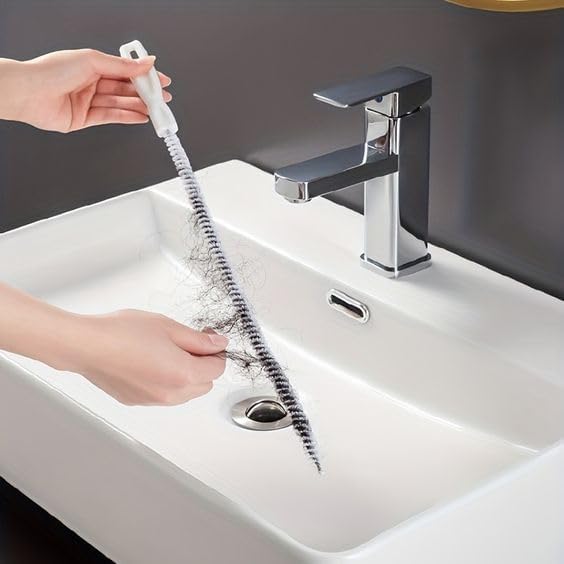 62.5inch Drain Snake Hair Clog Remover - Multi-Functional Drain Auger, Hair Catcher & Cleaning Brush for Kitchen, Bathroom, Sewer, Bathtub, Sunroof, and Dryer Vent