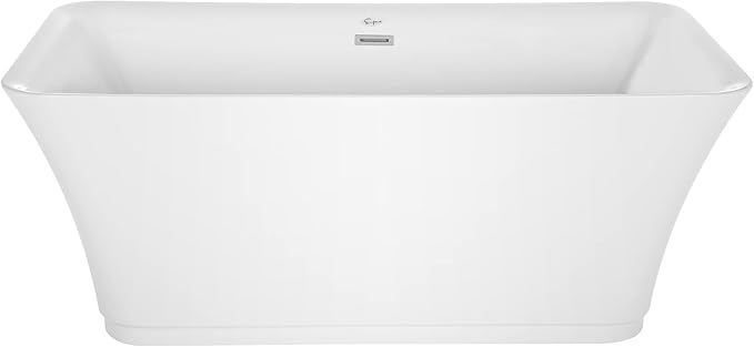 Empava 59" Freestanding Luxury Acrylic Soaking SPA Tub Modern Stand Alone Bathtubs Model 59FT1511, White