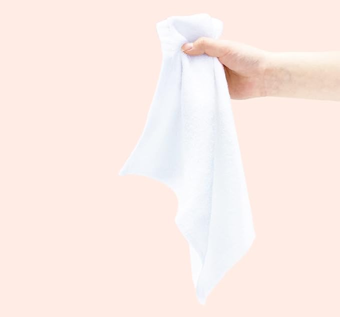 12 Pack Washcloths 13" x 13" - Soft Wash Cloths for Your Face Towel, Viscose derived from Bamboo & Cotton Blend Wash Cloths for Your Body (White)
