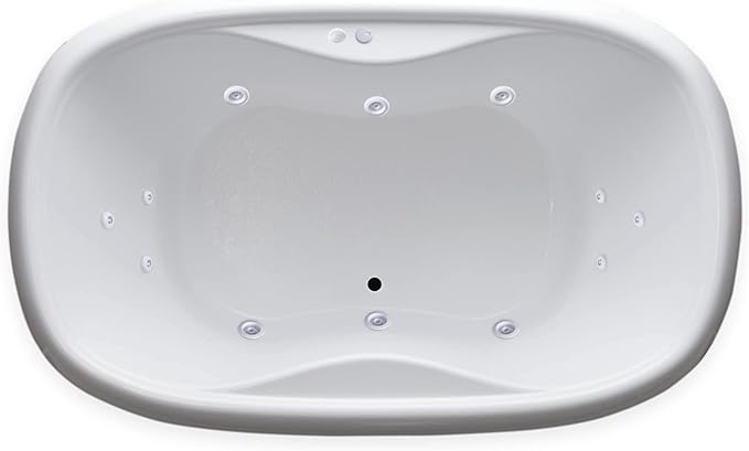 Carver Tubs - TOD6841 - Modern Acrylic Fiberglass Whirlpool Tub Water Massage Bathtub, w/ 12 Jet - White Acrylic Spacious Two Person Oval Tub - Deep Relaxing Soak - 68"L x 41"W x 20"H