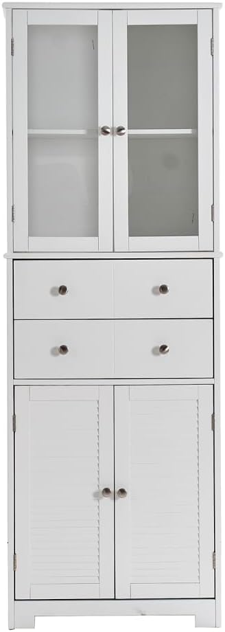 67" Tall Kitchen Pantry Cabinet with Doors and Shelves Large Stand Up Pantry Storage Cabinet with Drawer Large Food Cupboard Storage Cabinet for Kitchen Bathroom Craft Room, White