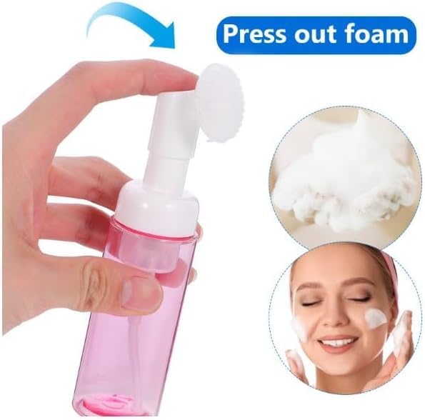 1Pc Transparent 200ml Empty Plastic Foam Dispenser Bottle Refillable Foaming Bottles Soap Dispenser Pump Bottles with Gel Head Wash Brush for Cleaning Travel,Pump Dispensers,Refillable Containers