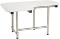 32" x 22.5" White Padded Wall Mount Folding Right-Handed Transfer Bench Shower Seat with Legs, ADA Compliant