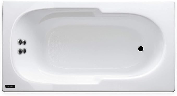 Carver Tubs - AR6032 - Modern Acrylic Fiberglass Whirlpool Tub Water Massage Bathtub, With Massagers - White Rectangle Acrylic Tub - Left Hand Motor - Deep Relaxing Soak - 60"L x 32"W x 18"H