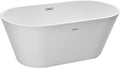 VEVOR Acrylic Freestanding Bathtub, 59 Inch Contemporary Soaking White Tub with Brushed Nickel Overflow and Drain, Elegant Oval Shape Stand Alone Soaker Tub for Modern Bathroom or Remodel Projects