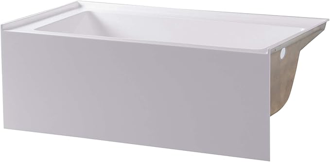 Fine Fixtures Acrylic, Fiberglass Alcove Soaking Bathtub with Integral Apron Front in Glossy White - Right Hand Drain, 66" x 36"