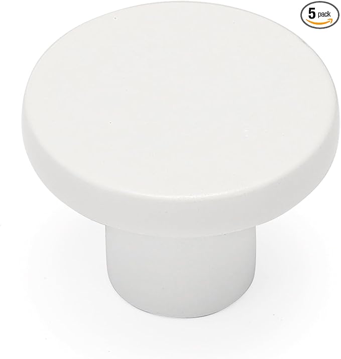 Ravinte 5 Pack Cabinet Knobs White Kitchen Cabinet Knobs Round Dresser Drawer Pulls Closet Door Pulls 1-1/5 Inch