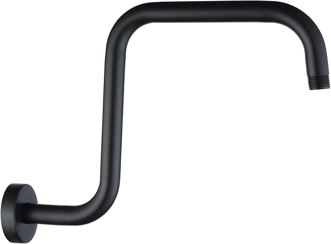 BRIGHT SHOWERS 13 Inch Shower Head Extension Arm with Flange S Shaped High Rise Extender, Long Stainless Steel Rainfall Shower Head Pipe Arm, Oil-Rubbed Bronze