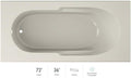 Jacuzzi SIGNATURE Acrylic Drop-In Bathtub, Soaking Sanctuary, Slip Resistant, Universal Drain Placement, 72" (L) x 36" (W), Rectangle, Oyster