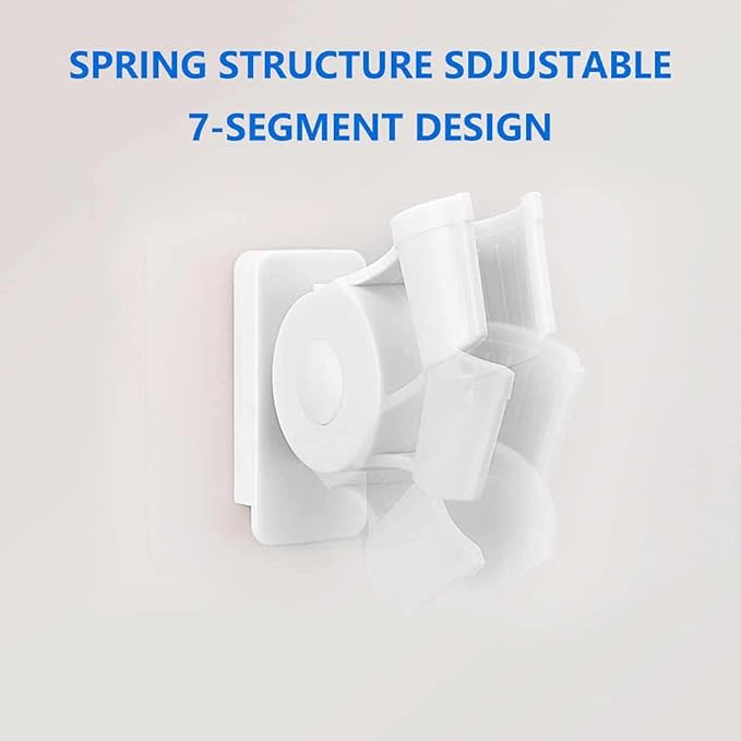 Shower Head Holder,Plastic Bathroom Strong Adhesive Showerhead Adapter,Wall Mount Adjustable Handheld Shower Head Holder Bracket,Waterproof,Relocatable Shower Wand Holder,White