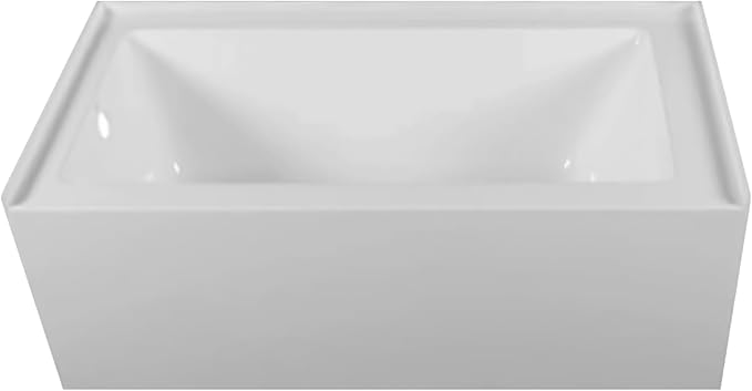 Fine Fixtures Acrylic, Fiberglass Alcove Soaking Bathtub with Integral Apron Front - Drain Included (60" x 36", Left Hand, White)