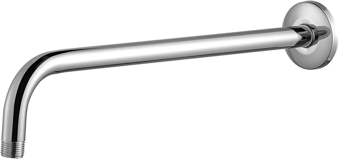 OFFO Shower Arm with Flange, 12 in Wall Mount Replacement Angle Shower Head Arm Wall-Mounted For Fixed Shower Head & Handheld Showerhead, Chrome