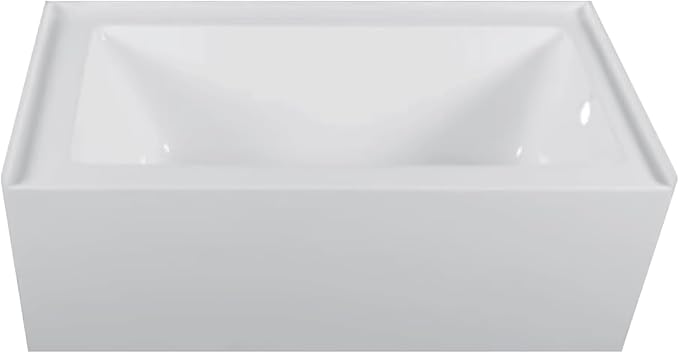 Fine Fixtures Acrylic, Fiberglass Alcove Soaking Bathtub with Integral Apron Front in Glossy White - Right Hand Drain, 60" x 36"