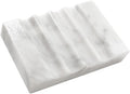 Real Marble Soap Dish for Shower Stone Tray Small Bar Soap Holder with Self Draining | Non-Slip, Luxury Bath Room Accessories (White)