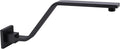 16 Inch S Shape Matte Black Shower Head Arm, Square Wall Mounted Shower Arm and Flange Included