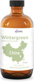 Wintergreen Essential Oil - Direct from Bio-Young Aromas China - Steam Distilled - Aceite de Gaulteria for Aromatherapy, Massage, Diffuser, DIY Candle and Soap Making - 8oz