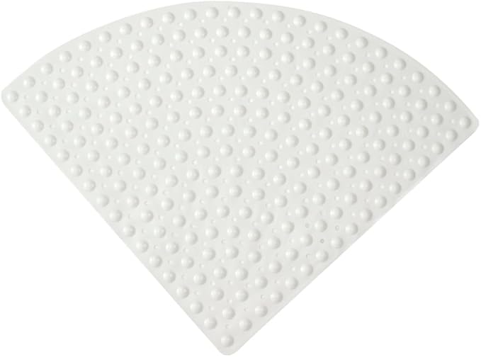 Mrcrypos Corner Shower Mats 25.5 x 25.5 Inches Bath Mat with Suction Cups and Drain Holes, Quick Dry Anti Slip Bathmat Machine Washable Shower Stall Mats for Bathroom, White