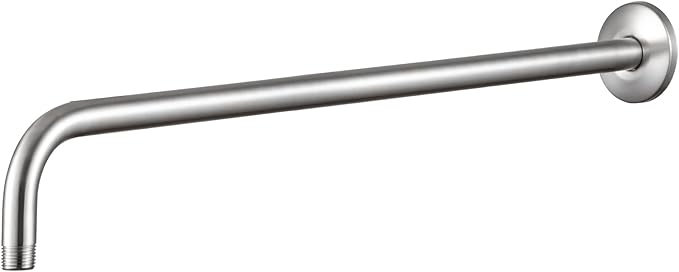 OFFO Shower Arm with Flange, 24 in Brushed Nickel Wall Mount Replacement Angle Shower Head Arm Wall-Mounted For Fixed Shower Head & Handheld Showerhead
