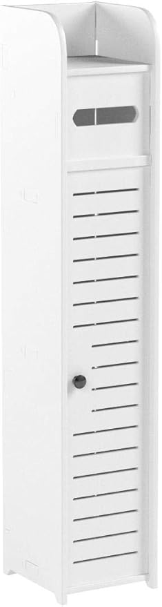 AOJEZOR Toilet Paper Holder Stand: Small Bathroom Storage Cabinet for Small Spaces,White