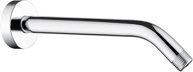 BRIGHT SHOWERS Shower Arm with Flange 10 Inches Solid Brass Shower Head Extension Arm, Wall Mounted Shower Pipe Arm for Rainfall Shower Head and Handheld Showerhead, Chrome