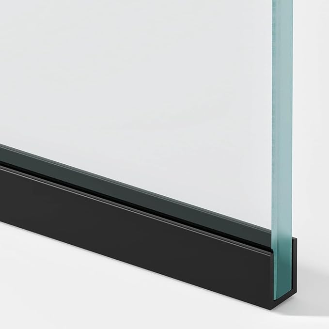 Royalty Fixed Shower Screen - 30" x 60" Frameless 3/8" Clear Tempered Glass Panel with Hardware - Easy Clean Smart Guard Coating - Minimalist Modern Design for Bathroom - Matte Black