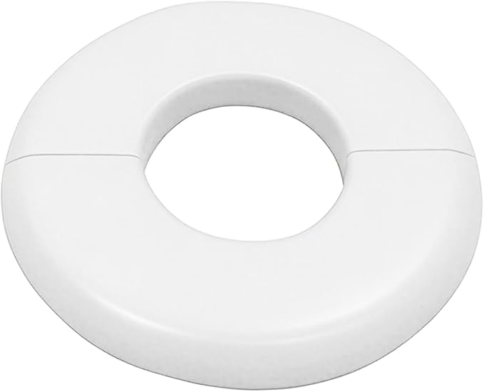 1 Pack Wall Split Flange for 1.1 Inch/28mm OD Pipe ABS Escutcheon Plate Self-Adhesive Round Plumbing Cover Plates for Water Pipe Faucet Decoration, White