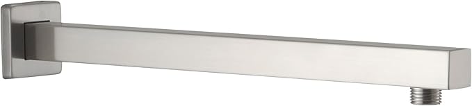 BESy 14 Inches Straight Extended Shower Arm With Flange, Rain Shower Head Extension Arms, Square Shower Rod Shower Head Extender Arm Shower Pipe Extension, Wall-Mounted Brushed Nickel Stainless Steel