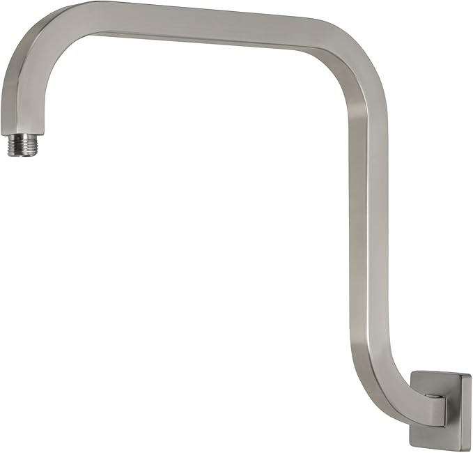 PHASAT S Shaped Square Shower Arm with Flange,High Rise Shower Head Extension Arm Brushed Nickel,PU9L03