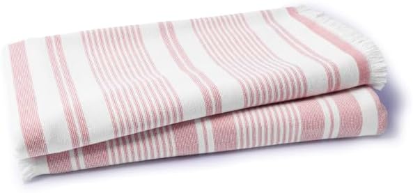 Maisonette Turkish Bath & Beach Towels - 2 Pack (36"x71"), Quick-Dry Cotton Peshtemal for Bath, Beach, Absorbent, Lightweight, Bathroom, Hammam, and Spa Towels with Eyelash Fringe, Red (Terracotta)
