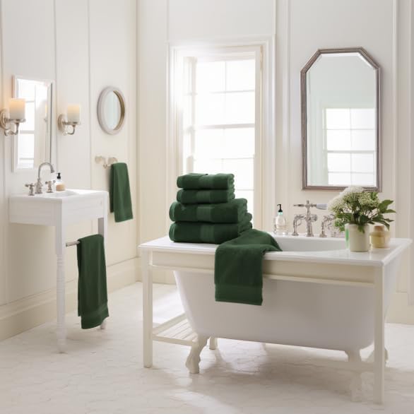 Veteran Textile LLC, Luxury Hotel & Spa, Turkish Cotton Dark Green Towels Bathroom Sets | 6 Pieces Fairfield Green Bath Towels | Soft and Absorbent Green Towel Set for Your Bathroom