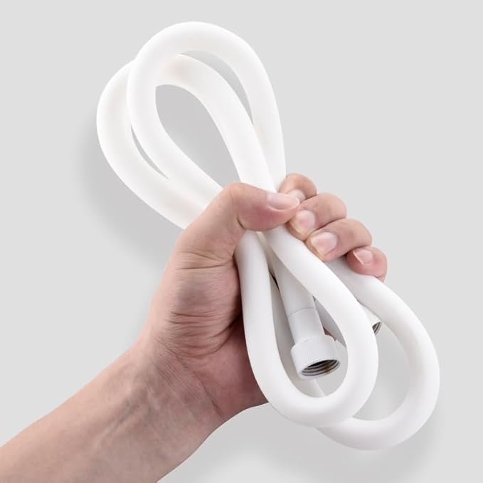 Silicone Shower Hose Extra Long,Explosion Proof Anti Winding Showerhead Hose,Used In Showerheads Spray Bidet Bathing Toilet Cleaning Flexible RV Shower Hoses Replacement (White, 79 In)